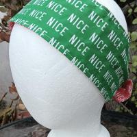 3” Wide Christmas Headband, Naughty or Nice, Reversible, hair tie, hair wrap, pin up style, stocking stuffer