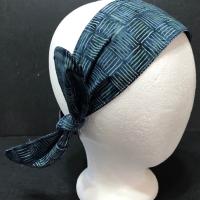3” Wide Batik Dark Blue Headbands, hair wrap, pin up, hair tie, scarf, bandanaretro style, rockabilly