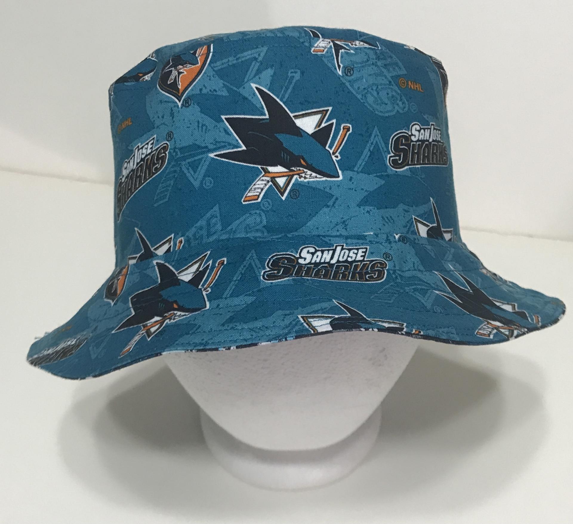 San Jose Sharks Bucket Hat, Reversible, Hockey, Sizes S-XXL, summer hat, fishing hat, sun hat, floppy hat, handmade