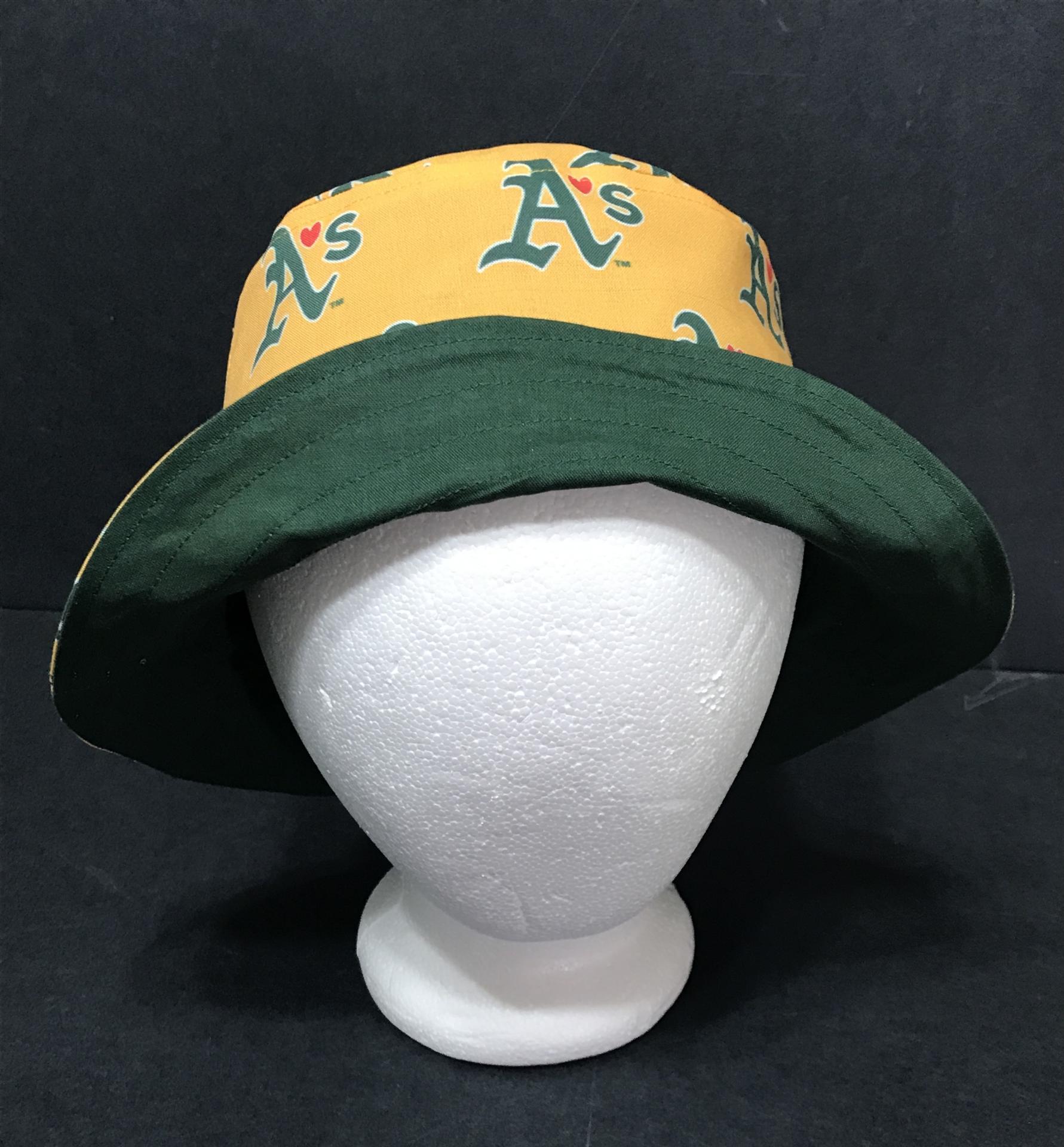 Oakland A’s Theme Bucket Hat, Golden Yellow, Reversible, Unisex Sizes S-XXL, cotton, fishing hat, sun hat, floppy hat, adults or older children