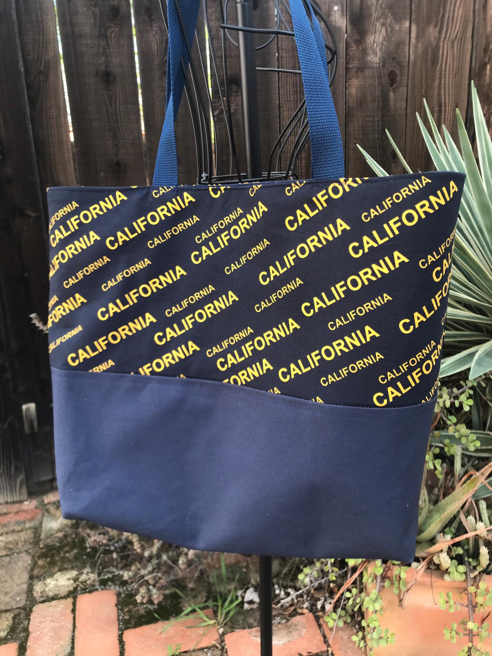 California canvas tote bag, sturdy shopping market bag, grocery bag, travel bag, golden state