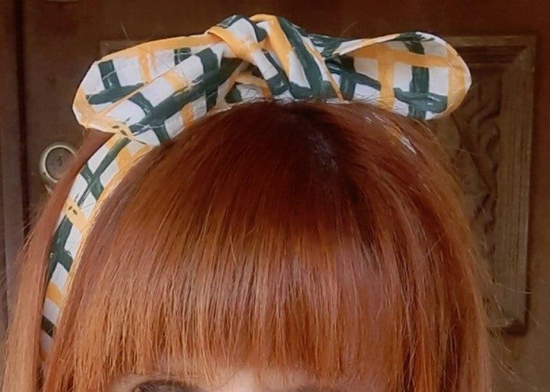 3” Wide Flying Bats headband for Halloween, hair wrap, top knot, hair tie, pin up, retro, rockabilly, purse scarf, black and tan