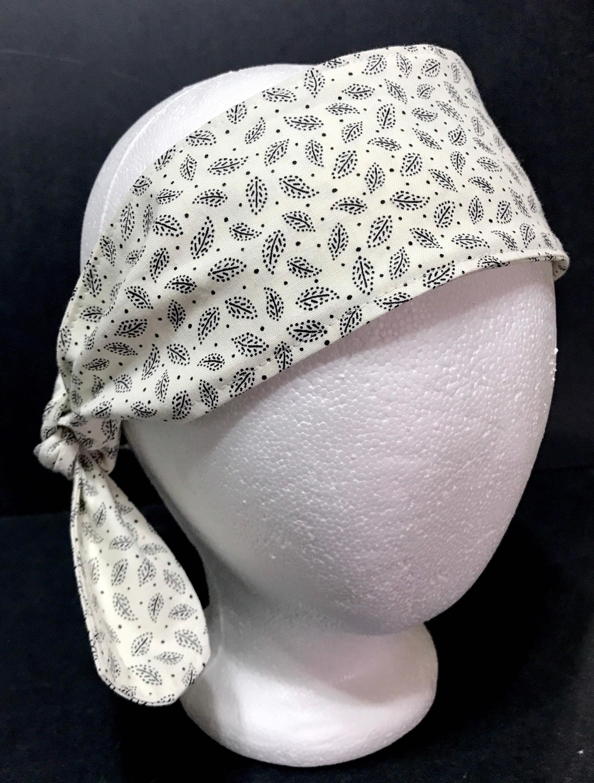 3” Wide headband, self tie, flowers or leaves, neutral colors, pin up, hair tie, hair wrap, retro, botanical print