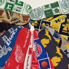 3” Wide Detroit and Michigan sports teams headbands, hair ties, scarf, Tigers, Pistons, Red Wings, handmade