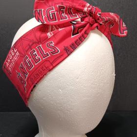3” Wide Los Angeles Anaheim Angels headband, handmade, hair tie, scarf, pin up style, hair wrap, retro, rockabilly, bandana, scarf