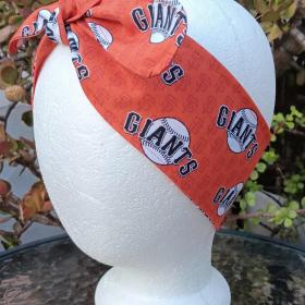 3” Wide San Francisco Giants headband, self tie, orange, hair wrap, pin up style, hair tie, hat scarf, rockabilly, handmade
