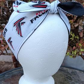 3” wide Atlanta Falcons headband, self tie, hair tie, hair wrap, pin up style, scarf, rockabilly style, handmade