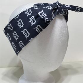 3” Wide Old English D headband, hair wrap, pin up, hair tie, scarf, bandana, retro, rockabilly, Gift for Detroit Tigers fan