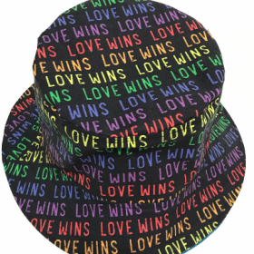 Love Wins Bucket Hat, Rainbow, LGBTQ, Pride, Reversible, Adult Size Large, cotton, summer hat, fishing hat, sun hat, floppy hat