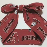 3” Wide Arizona Diamondbacks headband, Sedona red. handmade, hair tie, scarf, pin up style, hair wrap, retro, rockabilly, scarf, baseball