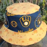 Milwaukee Brewers / Bucks / Badgers / Green Bay Packers Cheese Bucket Hat, Handmade, Reversible, Sizes up to 4XL, floppy hat, Wisconsin cheesehead, football, basketball, baseball