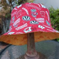 Badgers / Cheese Bucket Hat, Handmade, Reversible, Sizes up to 4XL, Cheesehead, Wisconsin, fishing hat, ponytail hat, floppy hat