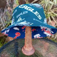 Philadelphia Phillies / Eagles Bucket Hat, Handmade, Reversible, Sizes up to 4XL, fishing hat, sun hat, floppy hat, ponytail hat, football, baseball
