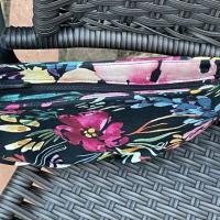 Pleated floral watercolor wristlet pleated clutch purse, recessed zipper top, removable swivel wrist strap, cosmetic bag, make up pouch, bridesmaid gift