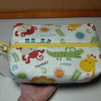 Boxy Zipper Diaper Pouch, Wipes Pouch, Diaper Bag Organizer, Jungle Animals Print, Baby Shower Gift, Gift for  Animal Lover