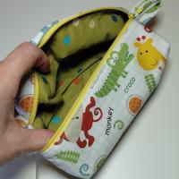 Boxy Zipper Diaper Pouch, Wipes Pouch, Diaper Bag Organizer, Jungle Animals Print, Baby Shower Gift, Gift for  Animal Lover