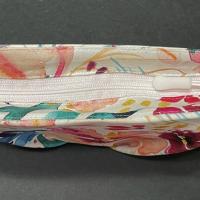 Pleated floral watercolor wristlet pleated clutch purse, recessed zipper top, removable swivel wrist strap, cosmetic bag, make up pouch, bridesmaid gift