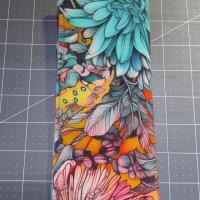 Floral Eyeglasses Sleeve, Floral Glasses Case, Soft Glasses Case, Canvas Glasses Pouch, Turquoise, Orange and Gray