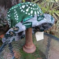 MSU Bucket Hat, Handmade, Reversible to Green & White Batik, Size LARGE, summer hat, fishing hat, floppy hat, Michigan