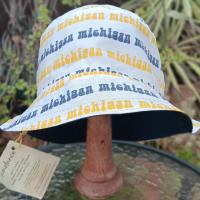 Michigan Bucket Hat, Reversible to Navy Blue, Size MEDIUM, summer hat, fishing hat, floppy hat, handmade