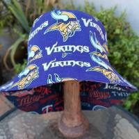 Minnesota Vikings / Twins Bucket Hat, Handmade, Reversible, Sizes up to 4XL, fishing hat, sun hat, floppy hat, ponytail hat, football, baseball