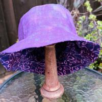 Purple Batik Bucket Hat, Reversible, Medium and Large, summer hat, fishing hat, sun hat, floppy hat