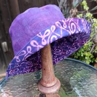 Purple Batik Bucket Hat, Reversible, Medium and Large, summer hat, fishing hat, sun hat, floppy hat