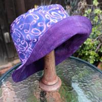 Purple Batik Bucket Hat, Reversible, Medium and Large, summer hat, fishing hat, sun hat, floppy hat