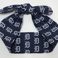 3” Wide Old English D headband, hair wrap, pin up, hair tie, scarf, bandana, retro, rockabilly, Gift for Detroit Tigers fan, baseball, Michigan sports, handmade