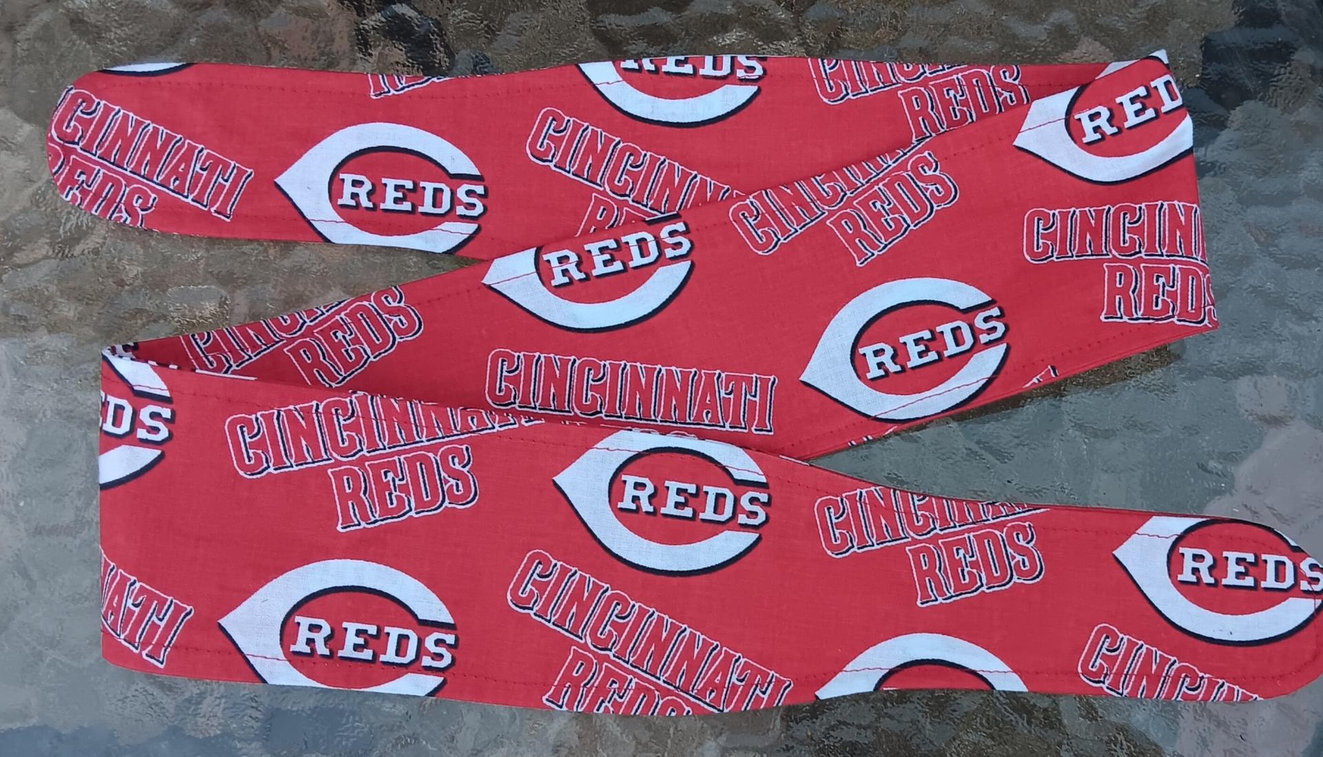 3” wide Cincinnati Reds headband, handmade, self tie, pin up style, hair tie, scarf, retro style, bandana, baseball