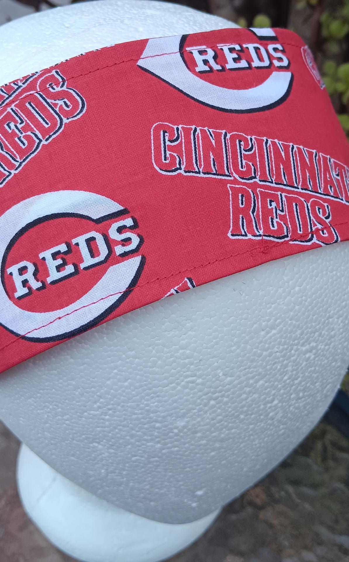 3” wide Cincinnati Reds headband, handmade, self tie, pin up style, hair tie, scarf, retro style, bandana, baseball