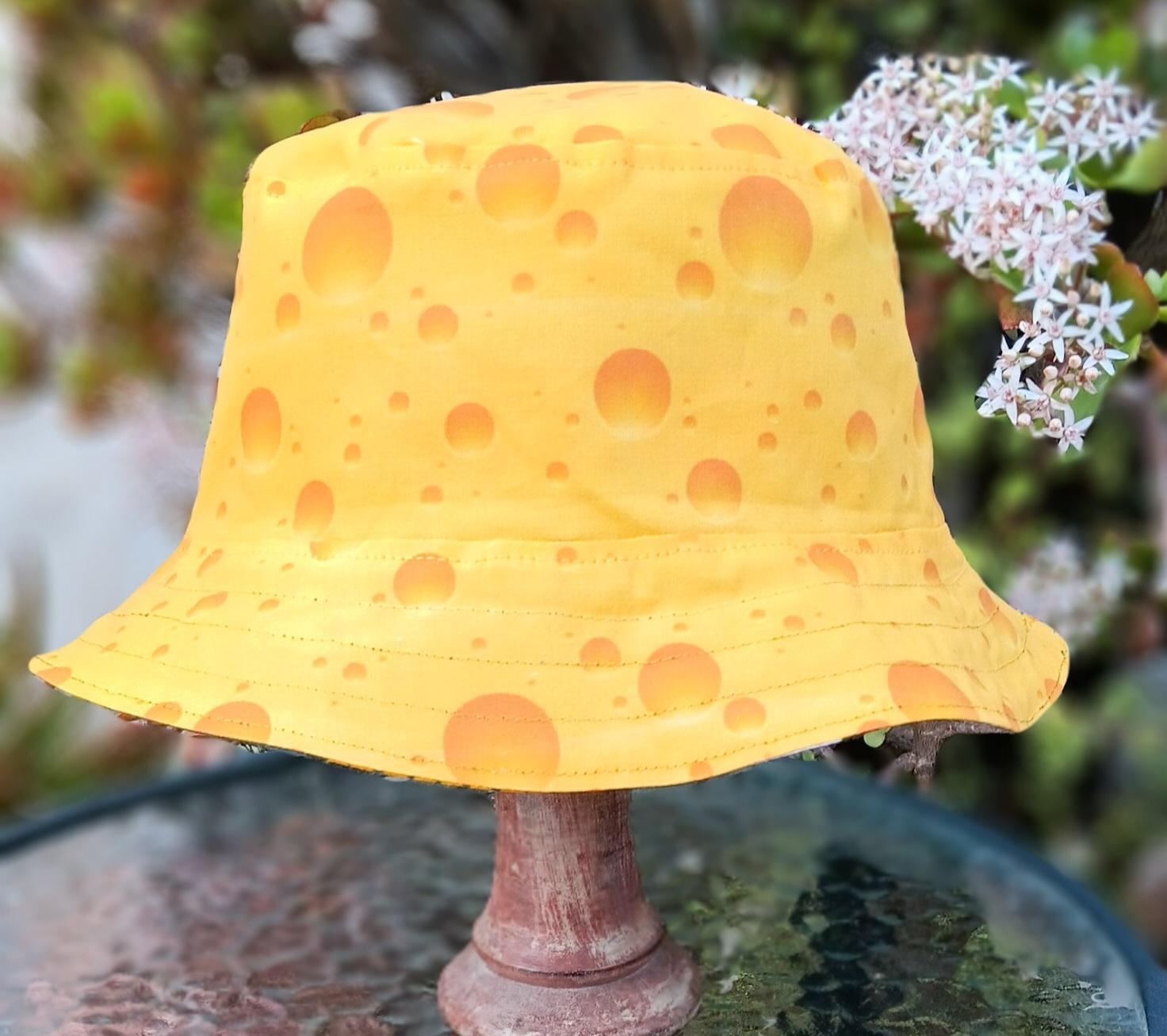 Badgers / Cheese Bucket Hat, Handmade, Reversible, Sizes up to 4XL, Cheesehead, Wisconsin, fishing hat, ponytail hat, floppy hat