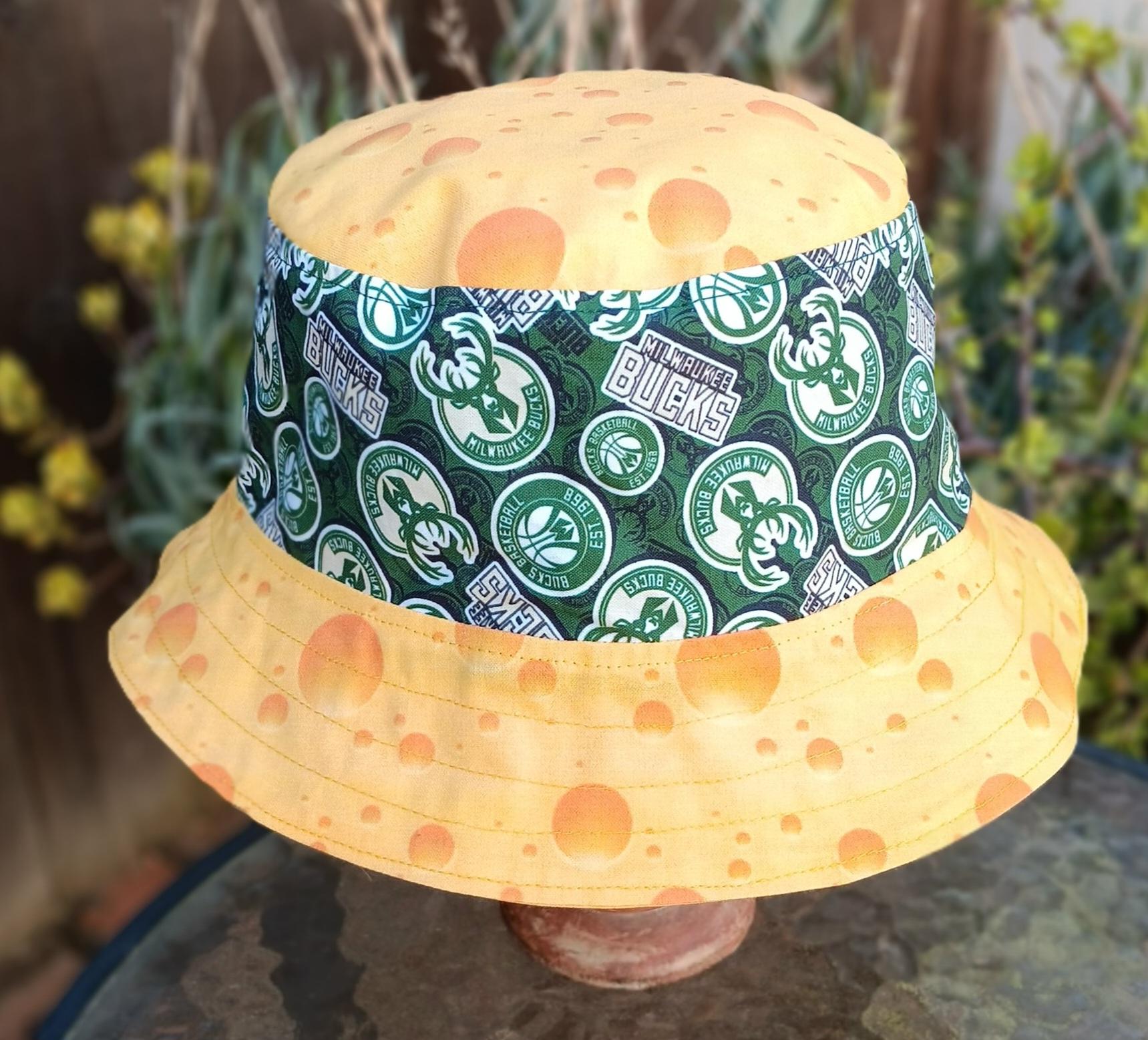 Milwaukee Brewers / Bucks / Badgers / Green Bay Packers Cheese Bucket Hat, Handmade, Reversible, Sizes up to 4XL, floppy hat, Wisconsin cheesehead, football, basketball, baseball