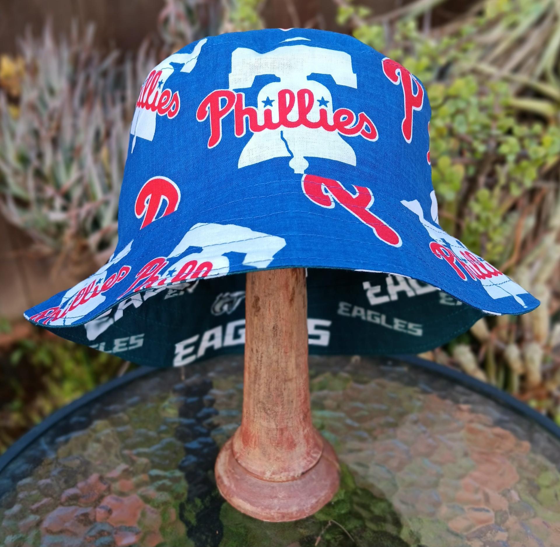 Philadelphia Phillies / Eagles Bucket Hat, Handmade, Reversible, Sizes up to 4XL, fishing hat, sun hat, floppy hat, ponytail hat, football, baseball