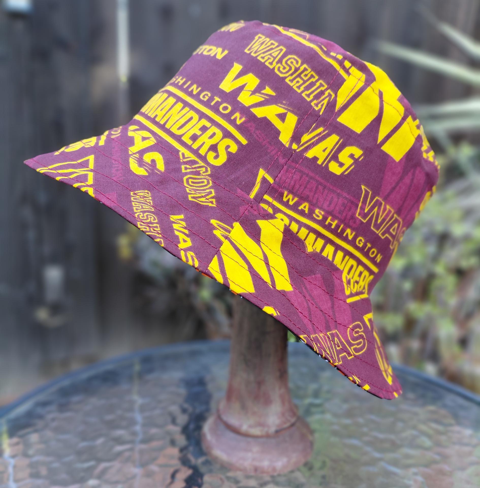 Washington Commanders Bucket Hat, Handmade, Reversible to Burgundy, Sizes up to 4XL, fishing hat, sun hat, floppy hat, ponytail hat, football