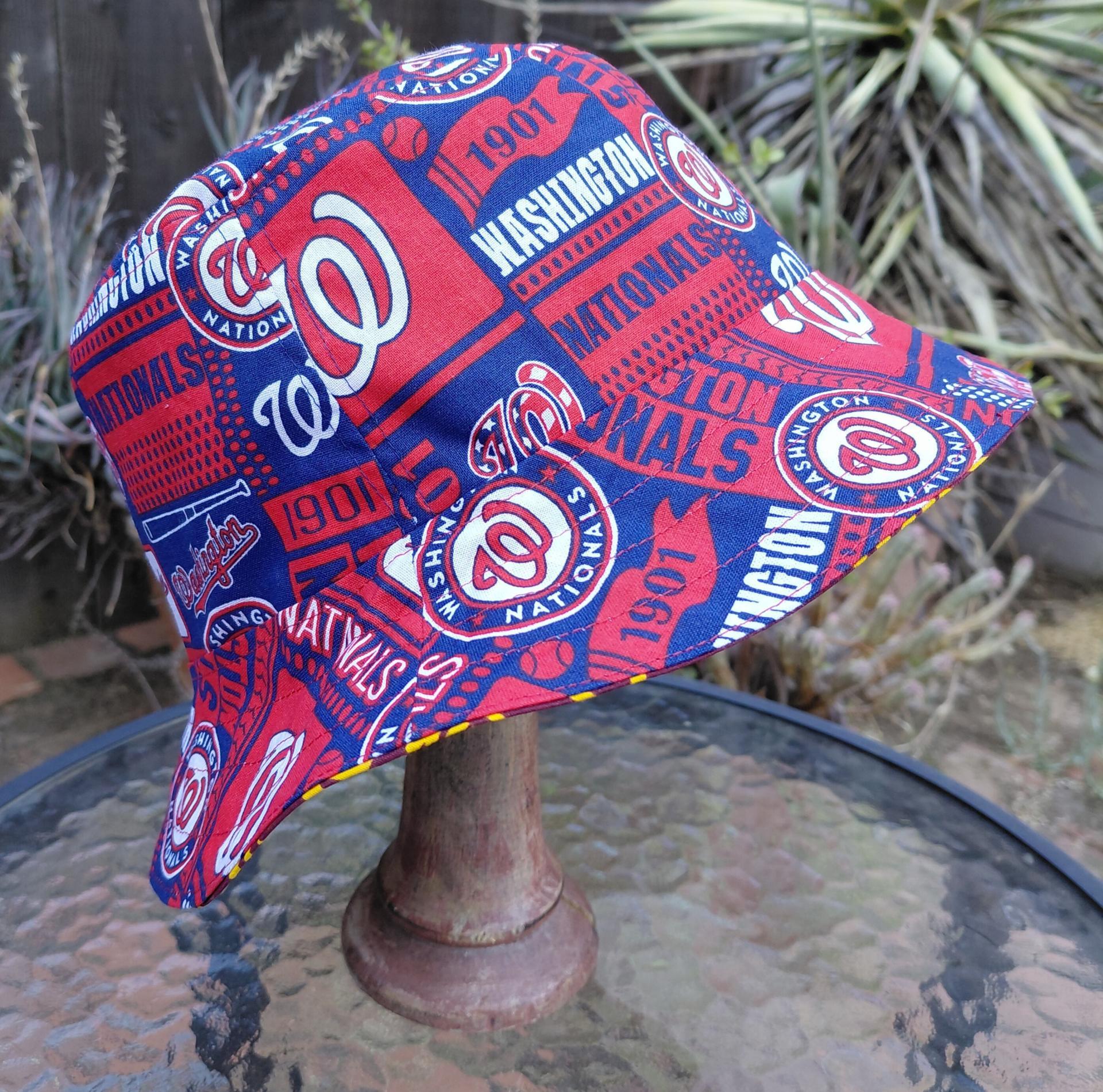 Washington Commanders / Nationals Bucket Hat, Handmade, Reversible, Sizes up to 4XL, fishing hat, sun hat, floppy hat, ponytail hat, football, baseball