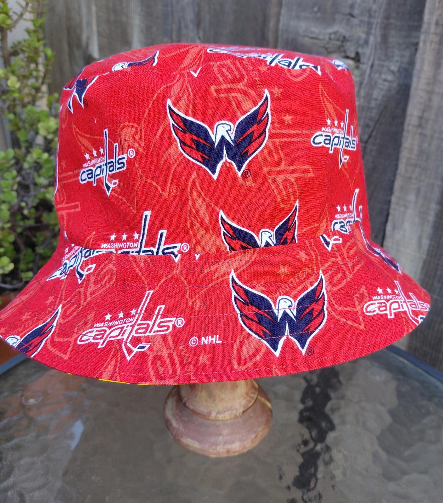 Washington Commanders / Capitals Bucket Hat, Handmade, Reversible, Sizes up to 4XL, fishing hat, sun hat, floppy hat, ponytail hat, hockey, football