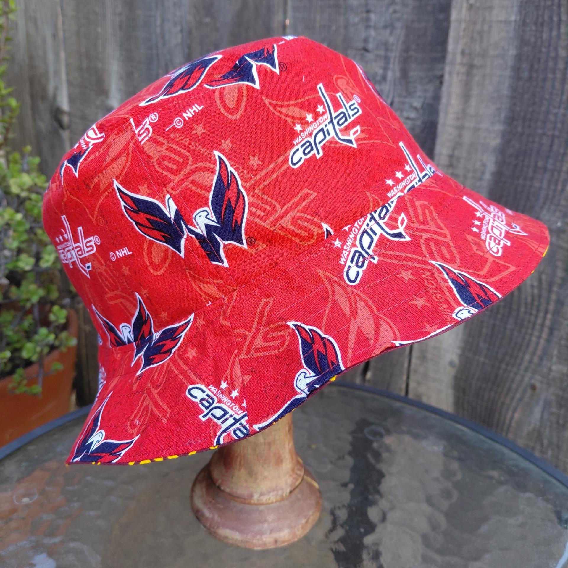 Washington Commanders / Capitals Bucket Hat, Handmade, Reversible, Sizes up to 4XL, fishing hat, sun hat, floppy hat, ponytail hat, hockey, football