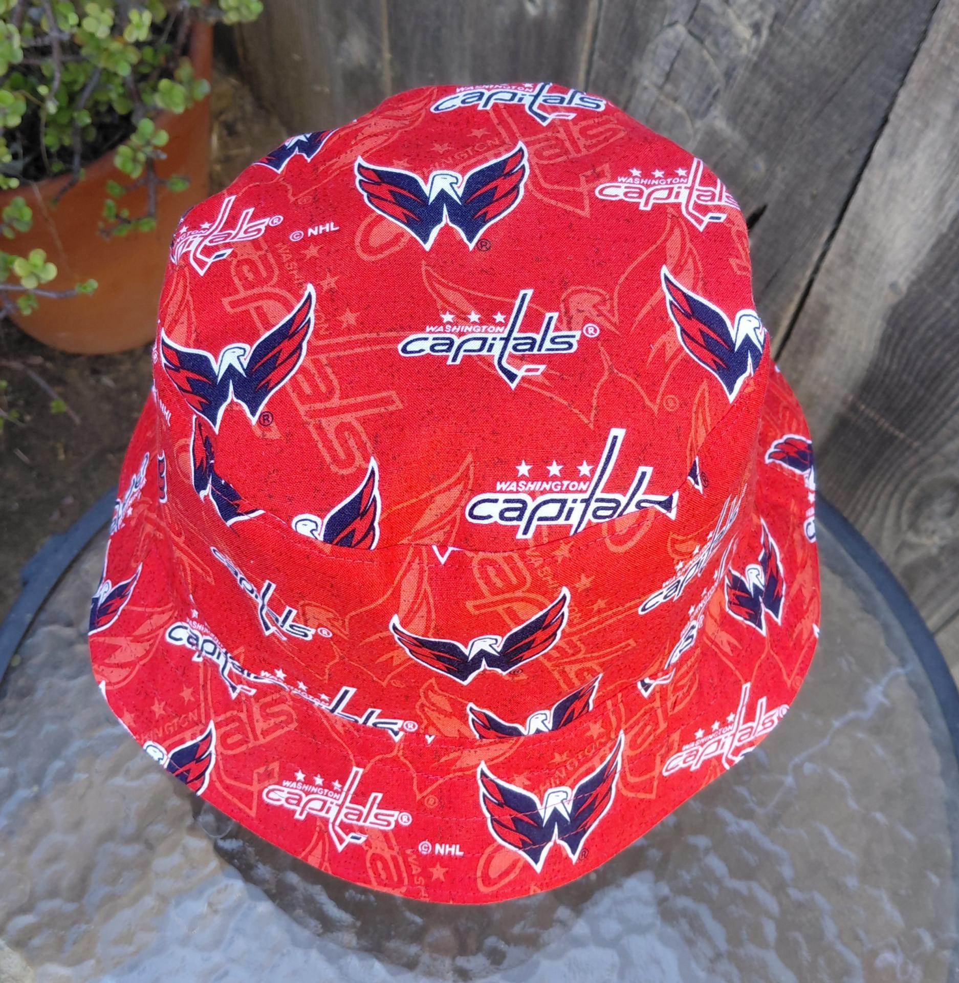 Washington Commanders / Capitals Bucket Hat, Handmade, Reversible, Sizes up to 4XL, fishing hat, sun hat, floppy hat, ponytail hat, hockey, football