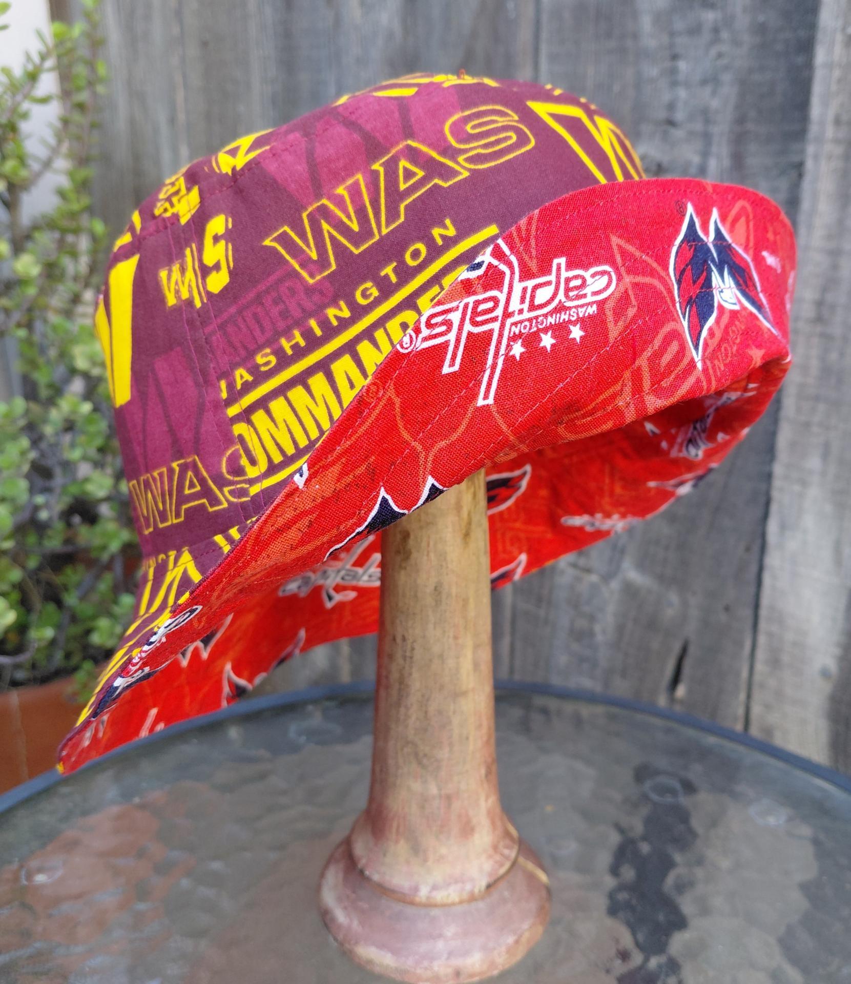 Washington Commanders / Capitals Bucket Hat, Handmade, Reversible, Sizes up to 4XL, fishing hat, sun hat, floppy hat, ponytail hat, hockey, football