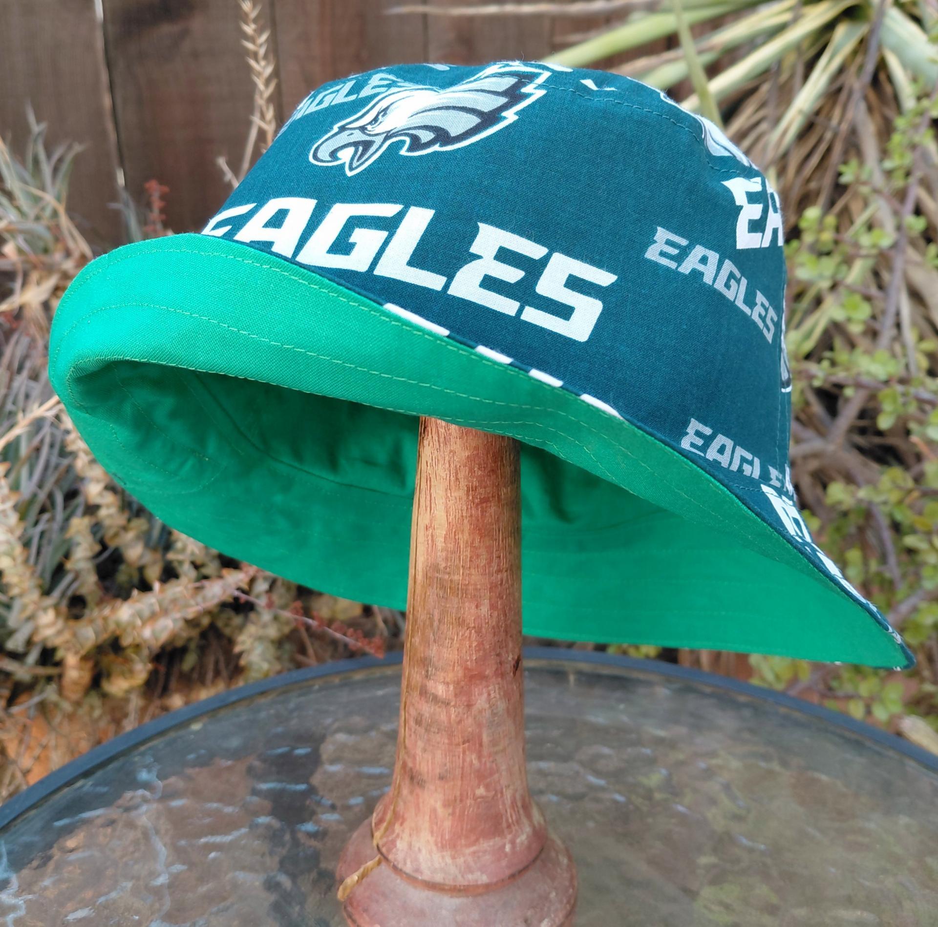 Philadelphia Eagles Bucket Hat, Handmade, Reversible to Kelly Green, Sizes up to 4XL, fishing hat, sun hat, floppy hat, ponytail hat, football