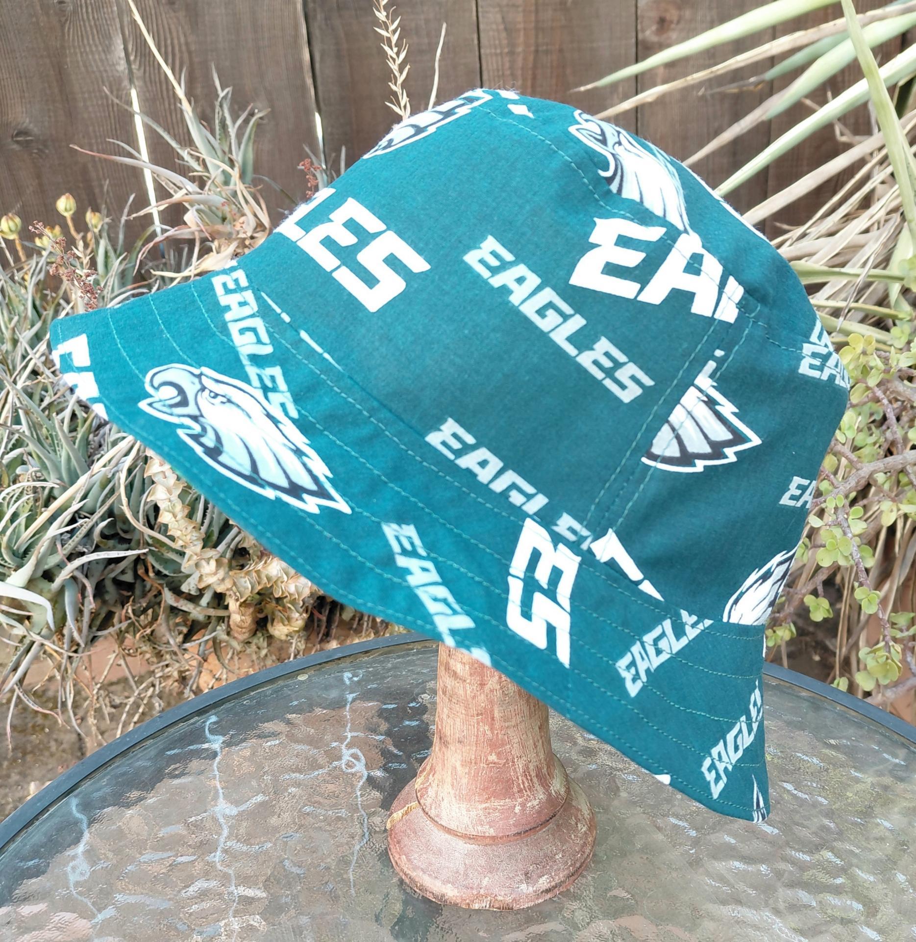 Philadelphia Eagles Bucket Hat, Handmade, Reversible to Kelly Green, Sizes up to 4XL, fishing hat, sun hat, floppy hat, ponytail hat, football