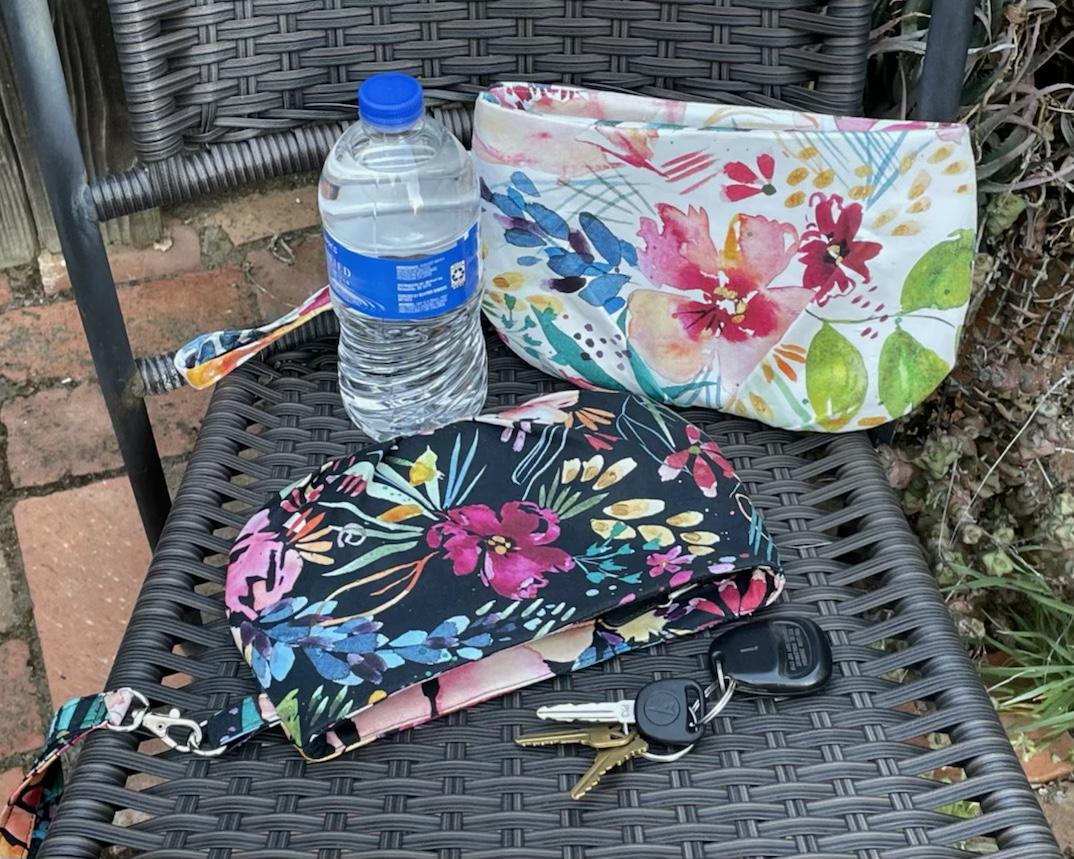 Pleated floral watercolor wristlet pleated clutch purse, recessed zipper top, removable swivel wrist strap, cosmetic bag, make up pouch, bridesmaid gift