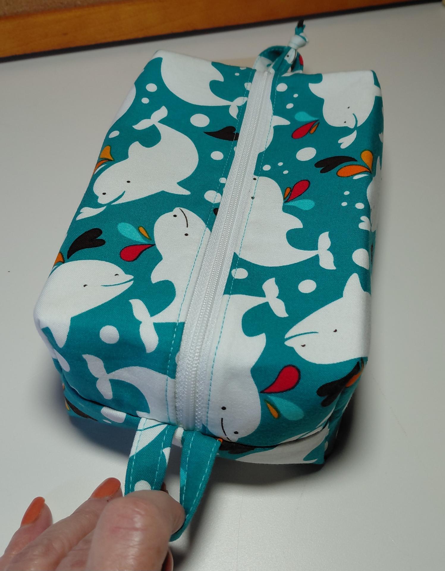 Boxy Zipper Diaper Pouch, Wipes Pouch, Diaper Bag Organizer, White Whales, Baby Shower Gift, Gift for Whale Lover
