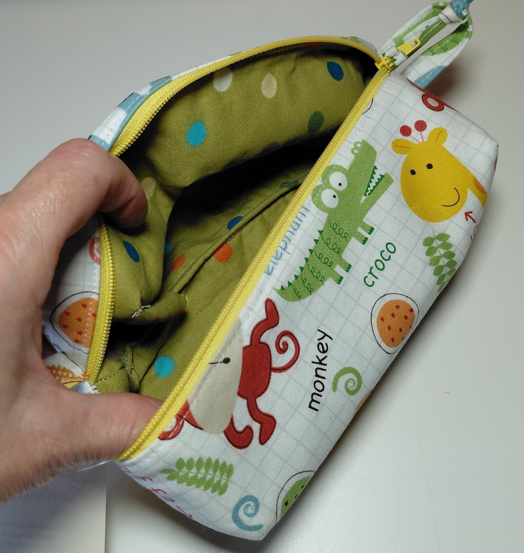 Boxy Zipper Diaper Pouch, Wipes Pouch, Diaper Bag Organizer, Jungle Animals Print, Baby Shower Gift, Gift for  Animal Lover