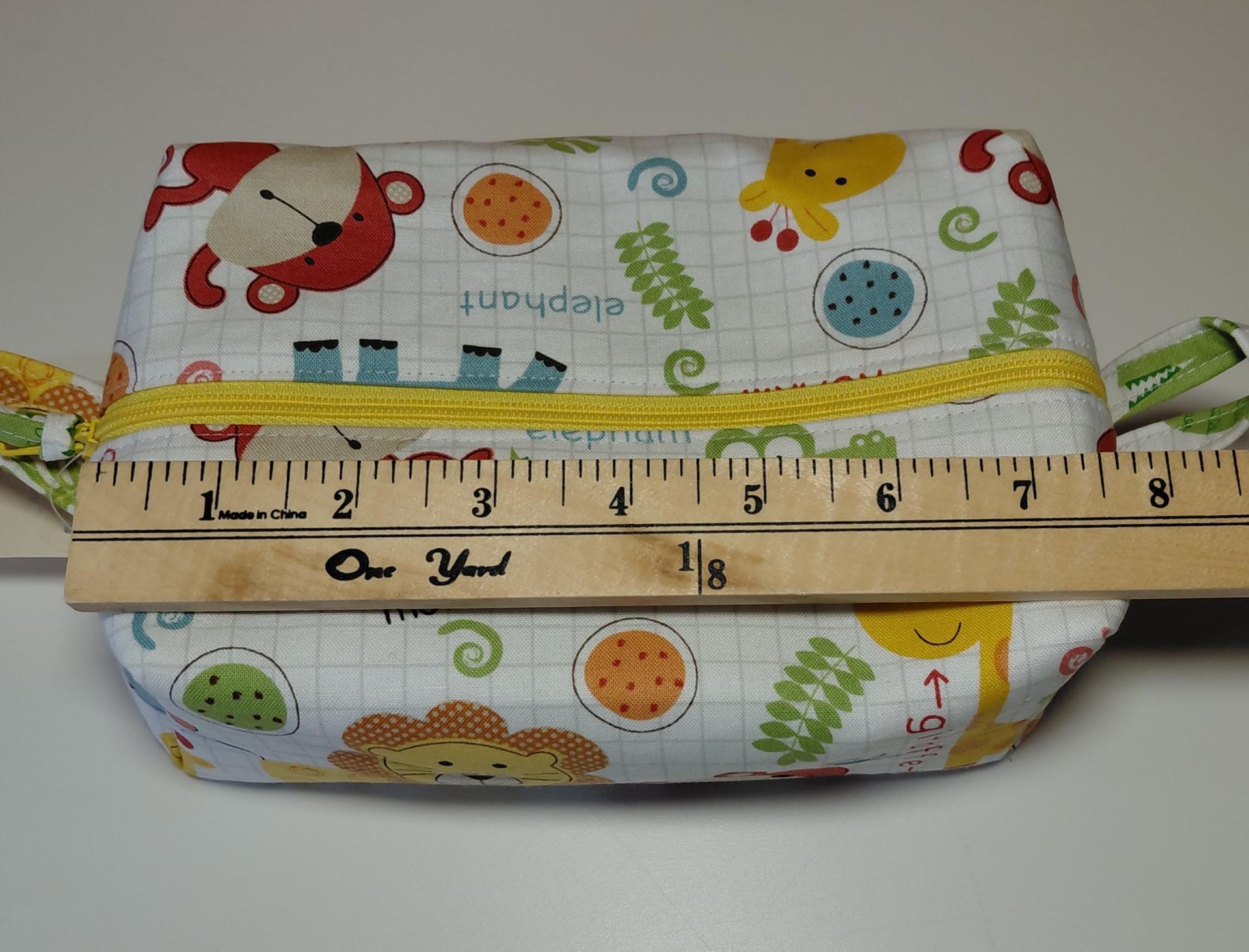 Boxy Zipper Diaper Pouch, Wipes Pouch, Diaper Bag Organizer, Jungle Animals Print, Baby Shower Gift, Gift for  Animal Lover