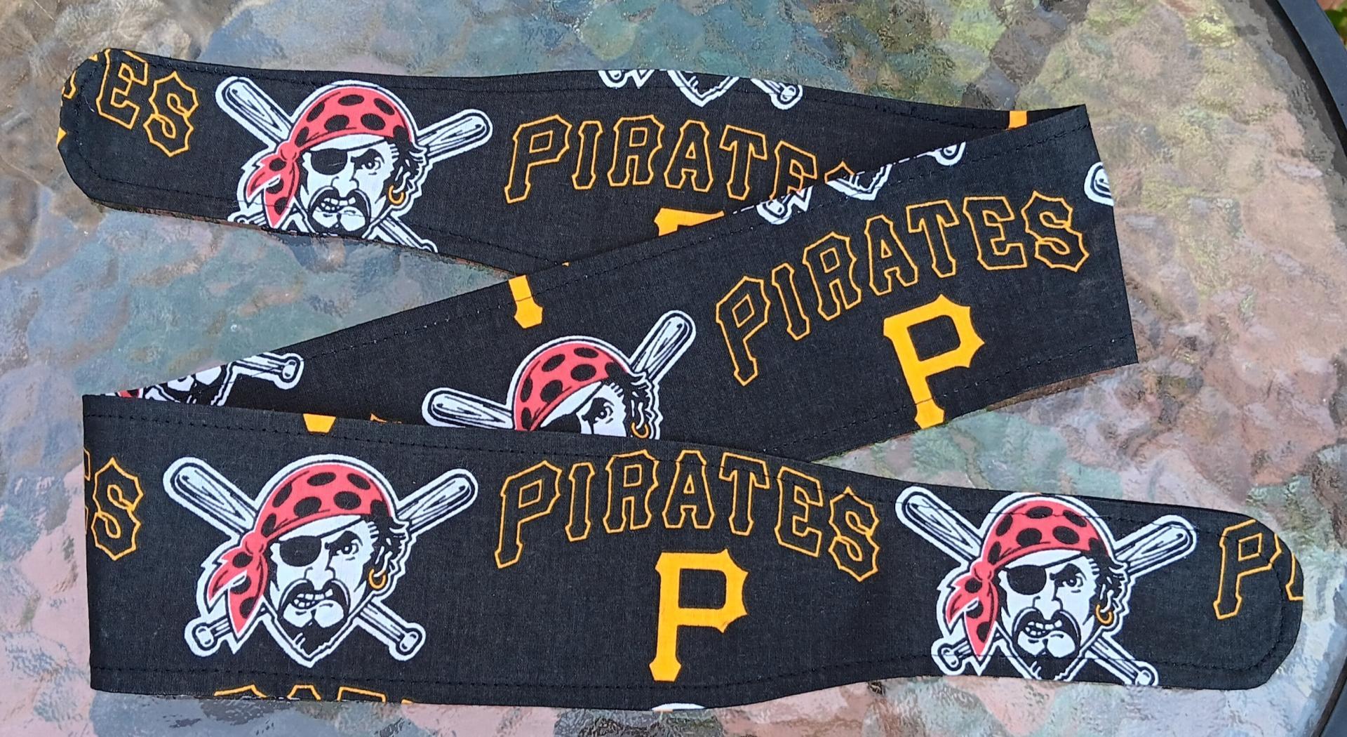 3” wide Pittsburgh Pirates headband, handmade, self tie, pin up style, hair tie, head scarf, bandana, retro style, hat band, rockabilly