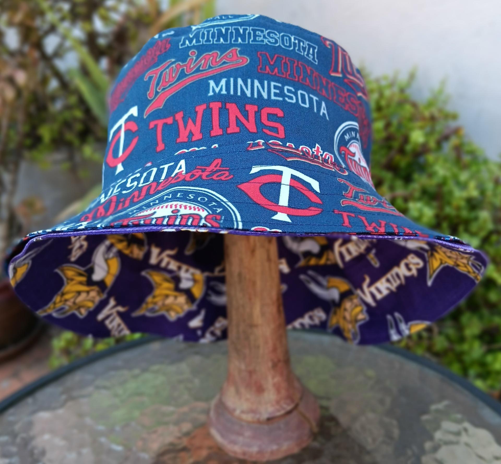 Minnesota Vikings / Twins Bucket Hat, Handmade, Reversible, Sizes up to 4XL, fishing hat, sun hat, floppy hat, ponytail hat, football, baseball