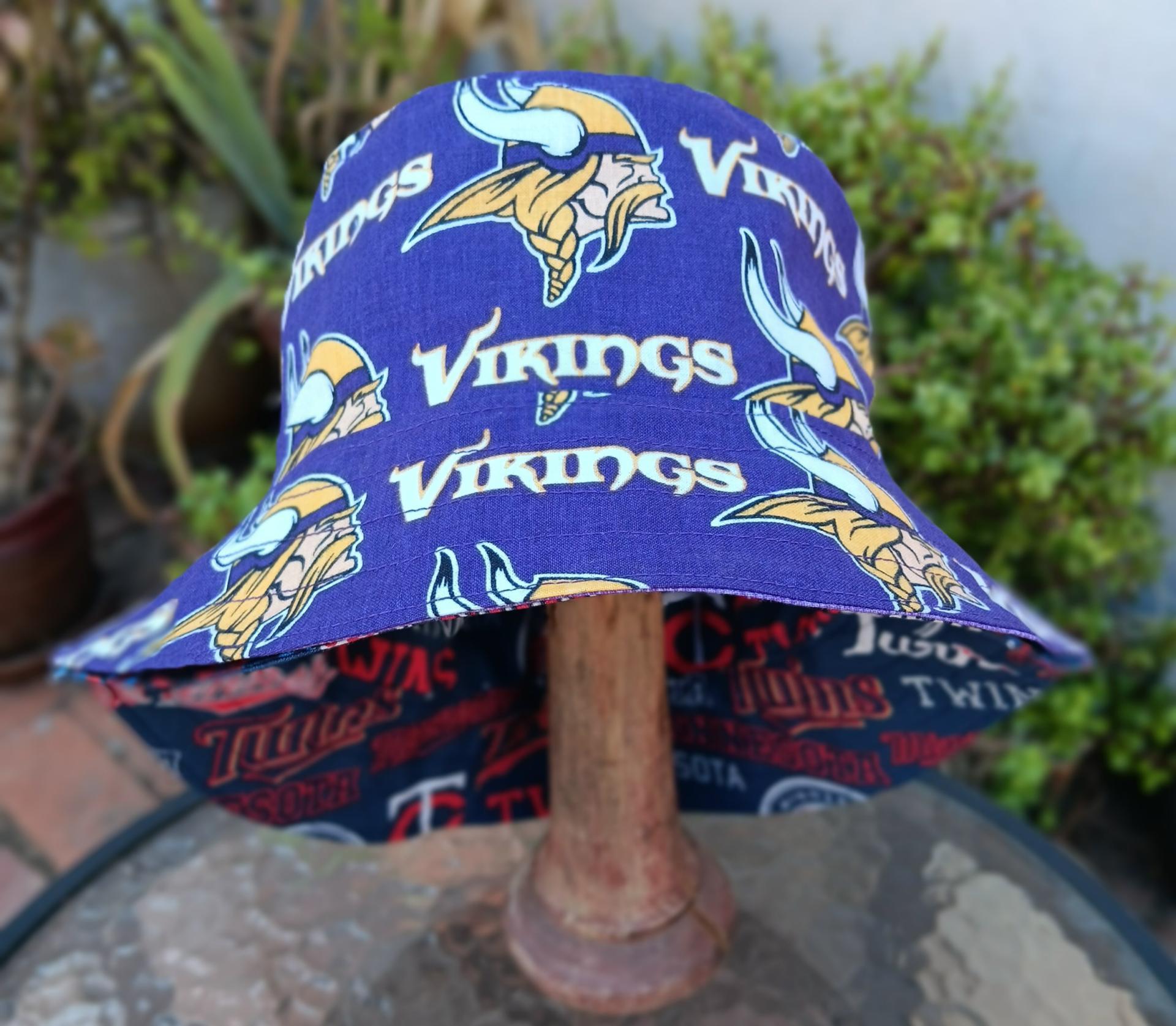 Minnesota Vikings / Twins Bucket Hat, Handmade, Reversible, Sizes up to 4XL, fishing hat, sun hat, floppy hat, ponytail hat, football, baseball