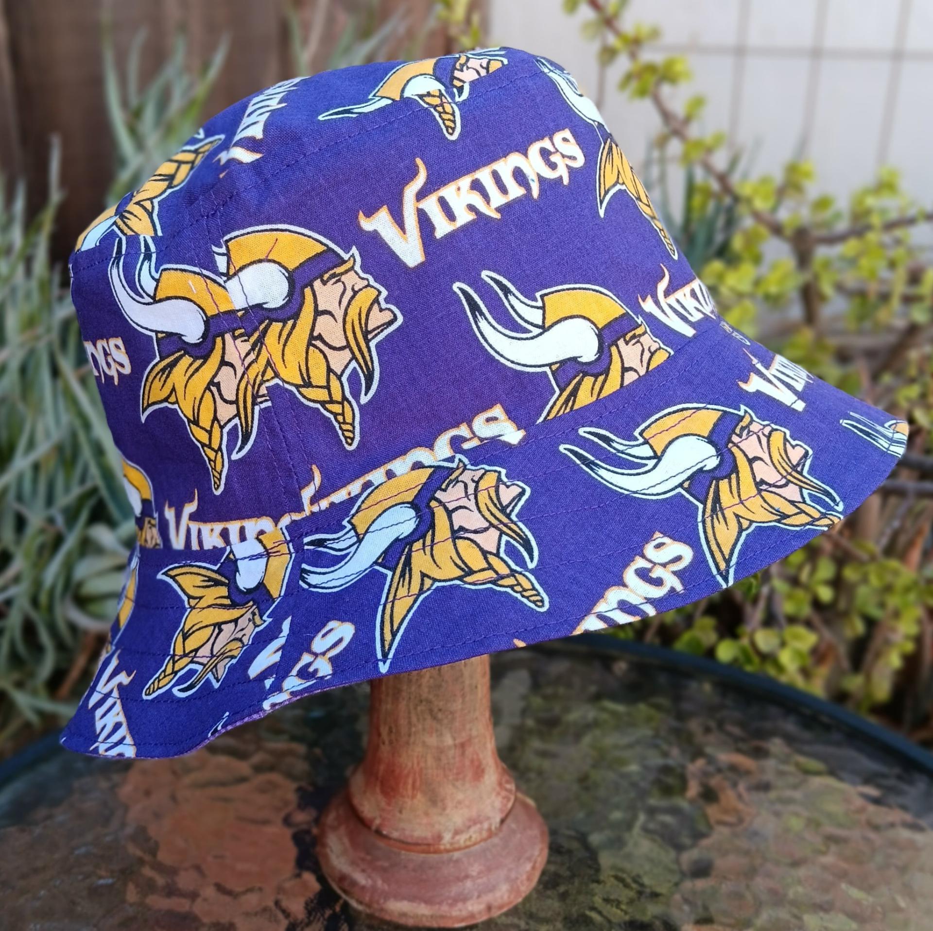 Minnesota Vikings Bucket Hat, Handmade, Reversible to Purple, Unisex Sizes up to 4XL, fishing hat, sun hat, floppy hat, ponytail hat, football